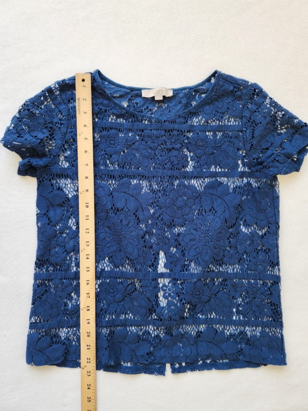 Whimsical Floral Lace Top Navy Blue Summer Fairy Beachy Boho Garden Girl Cute - Picture 8 of 8